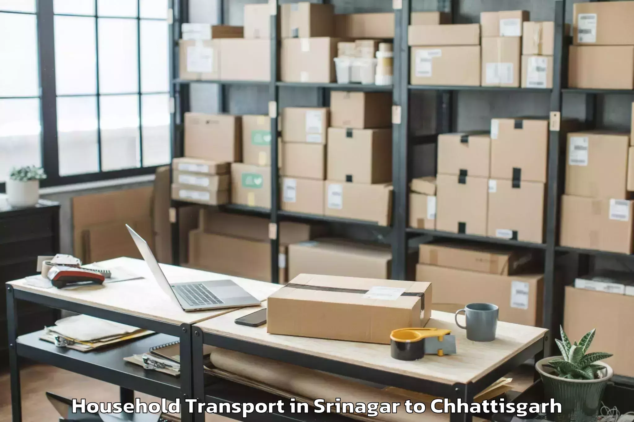 Hassle-Free Srinagar to Raigarh Chhattisgarh Household Transport